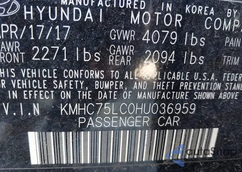 2017 Hyundai Ioniq Hybrid Sel from USA, damaged, VIN KMHC75LC0HU036959